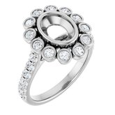 14K White 8x6 mm Oval 1 CTW Lab-Grown Diamond Semi-Set Engagement Ring